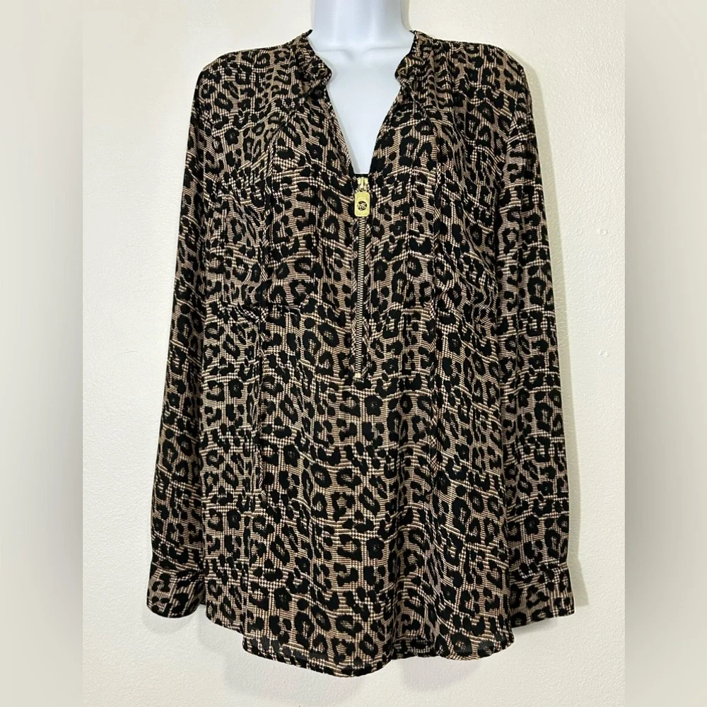 Michael Kors Womens Size XLarge Leopard Print Blouse Top